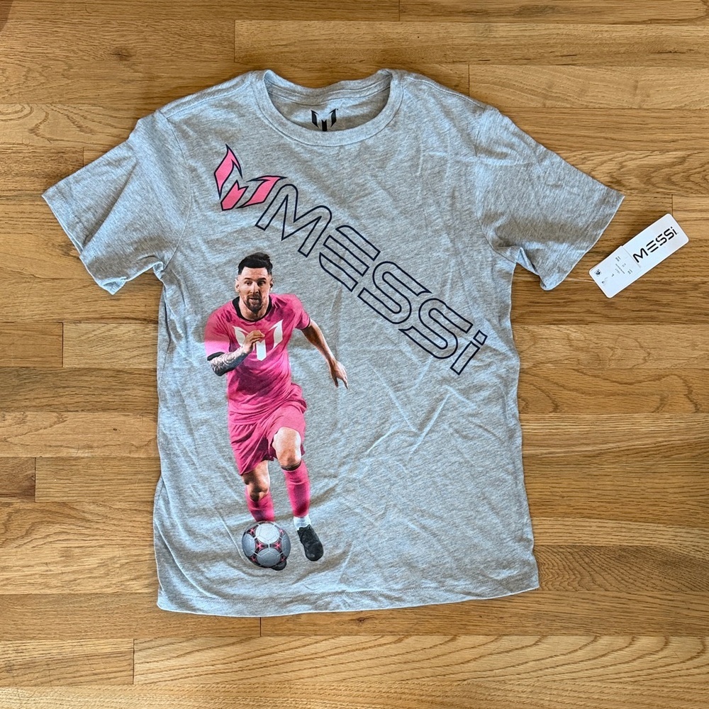 Boys Gray Messi T-Shirt size large
